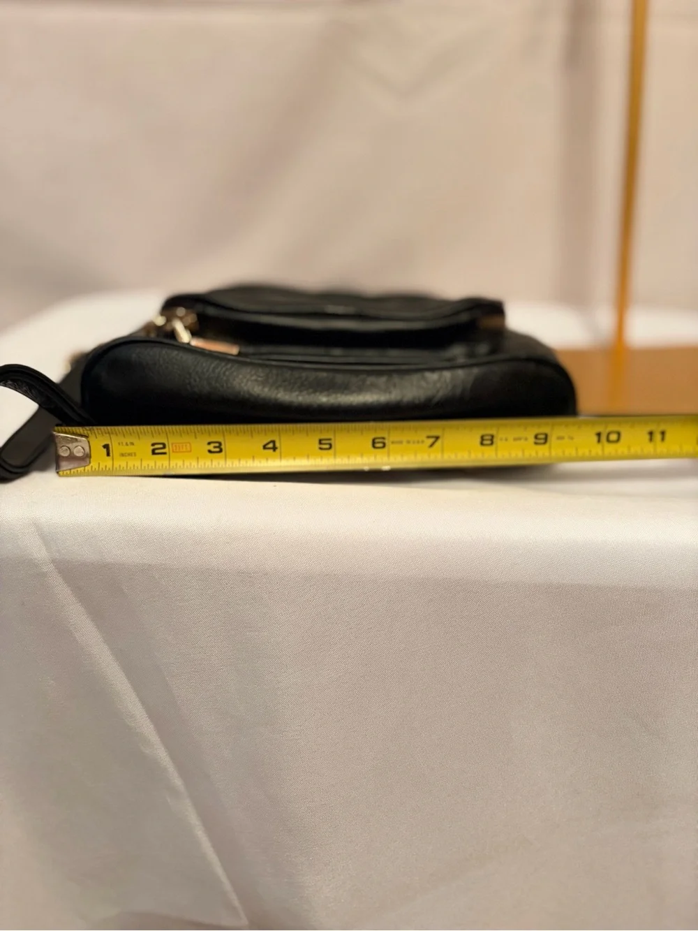 INC International Concepts Black Leather Interior with Cream Patterned Lining